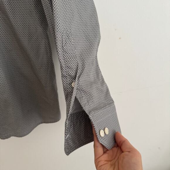 ETON Gray Diamond Patterned Collard Button Up Shirt Sz 44 17 1/2 - Picture 3 of 8